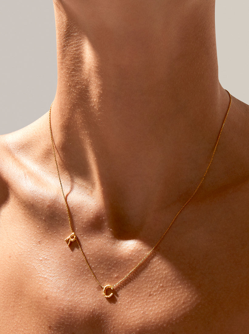 Sideways Double Letter Necklace - Medium