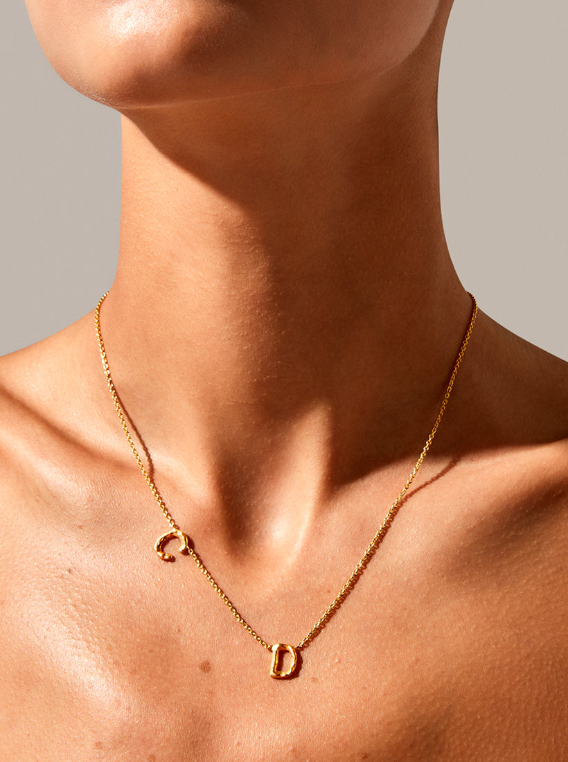 Sideways Double Letter Necklace - Large