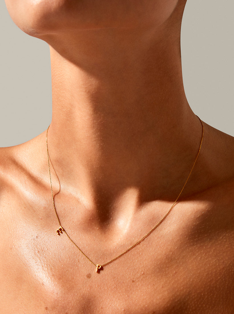 Sideways Double Letter Necklace - Small