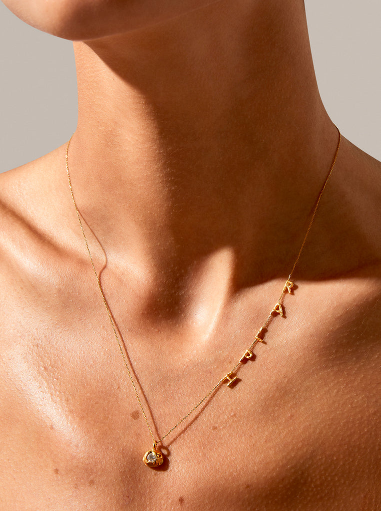 Sideways Name Necklace - Small with Diamond Charm
